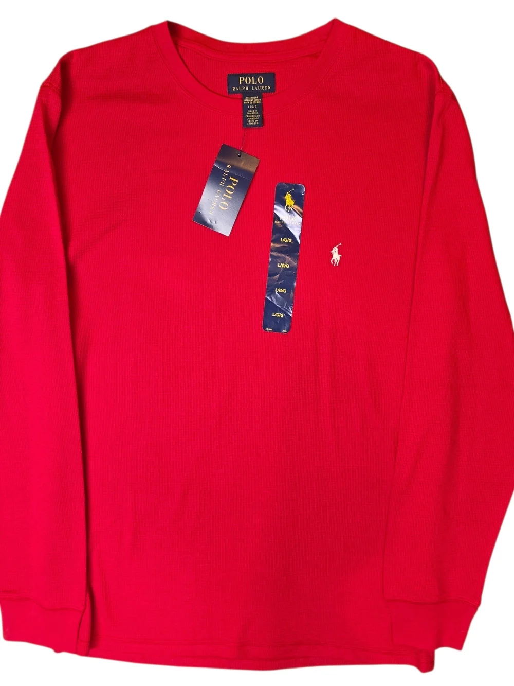 Polo Ralph Lauren Mens Crewneck Sleep Shirt Large Red Long Sleeve Loungewear